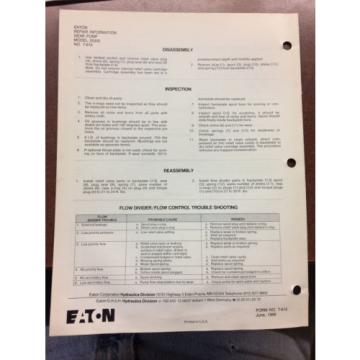 Eaton Hydraulics - Model #25300 Gear Pump - B2 Series Repair Info. Manual