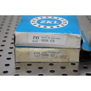 ZKL ZVL 6208 C3 SINGLE ROW BALL BEARING NO SHIELD 6208C3 6208 C3  Qty 2