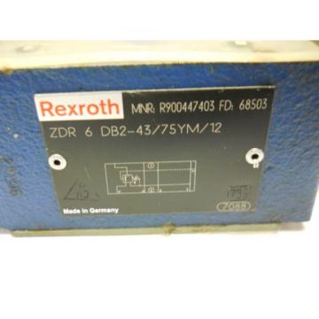 REXROTH ZDR6DB2-43/75YM/12 SANDWICH PRESSURE REDUCING VALVE P/N R900447403